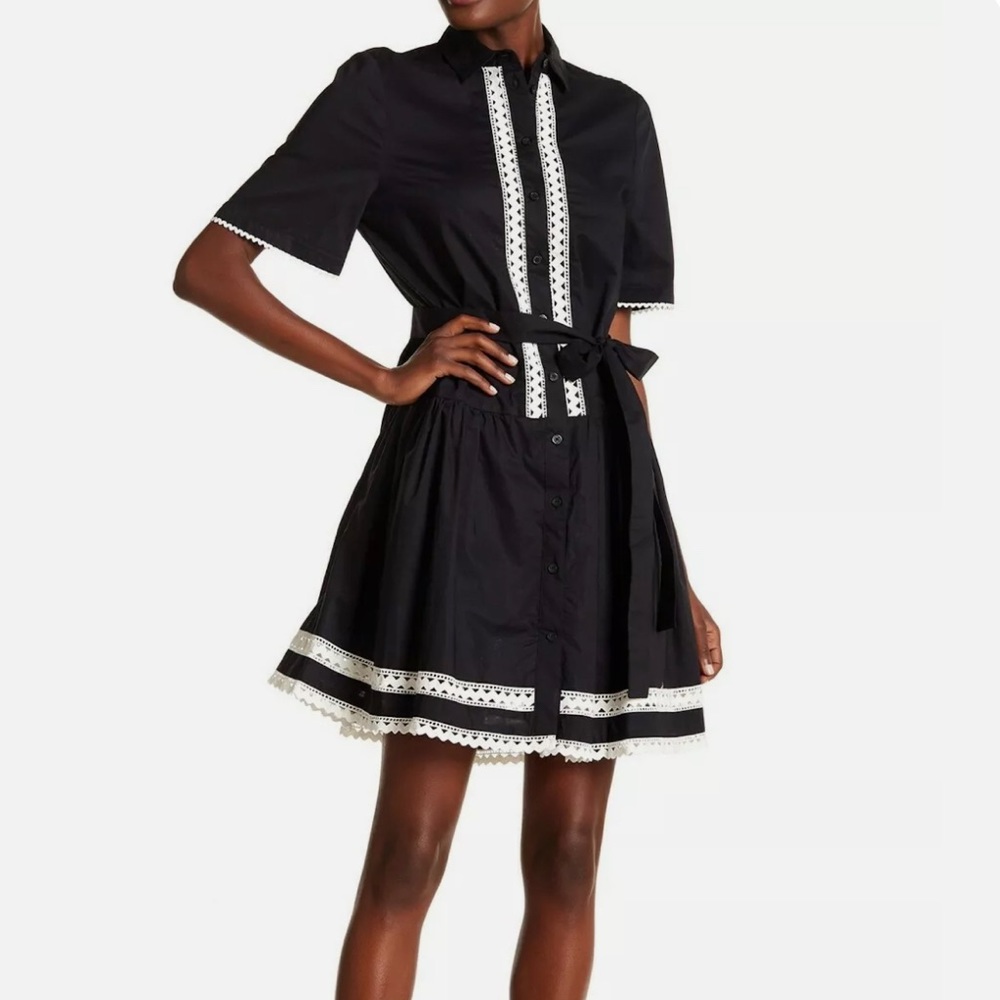 Kate Spade Broome Street Cotton Shirtdress w/ Lace Trim